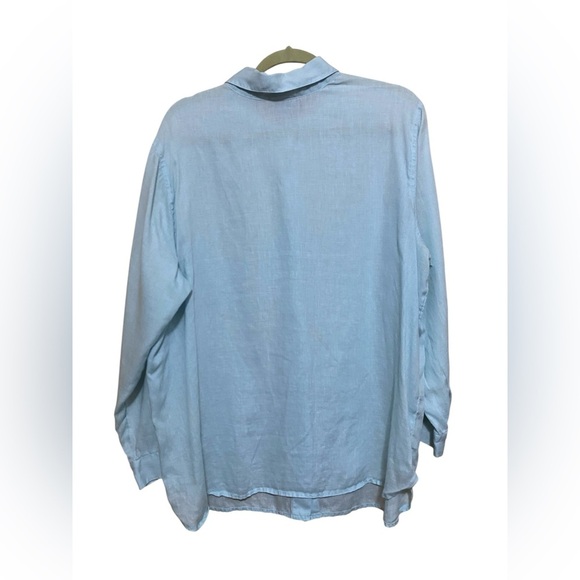 J Jill 100% Linen Long Sleeve Button Front Plus Size 1X Shirt Top.  Light Blue. - Picture 2 of 10